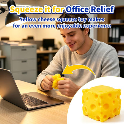 2 Pcs Cheese Squeeze Toy, Yellow Stress Cube Fidget Toys, Cheese Stress Balls Relief for Adults, Easter, Party Favors Gift