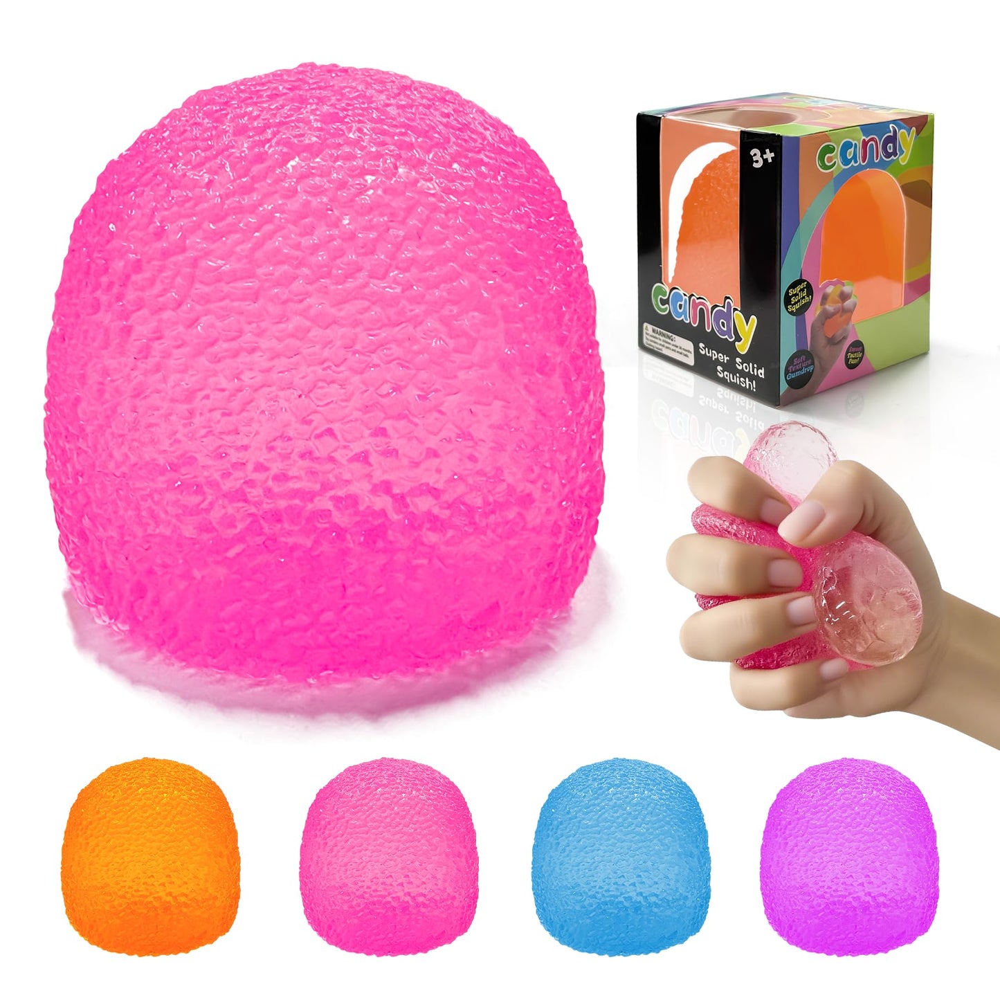 Stress Balls-Gumdrop Squishy Stress for Kids and Adults, Super Solid Squeeze Ball, Sensory for Stress Relief, Birthday, Easter Basket Stuffers and Party Favors(Pink)