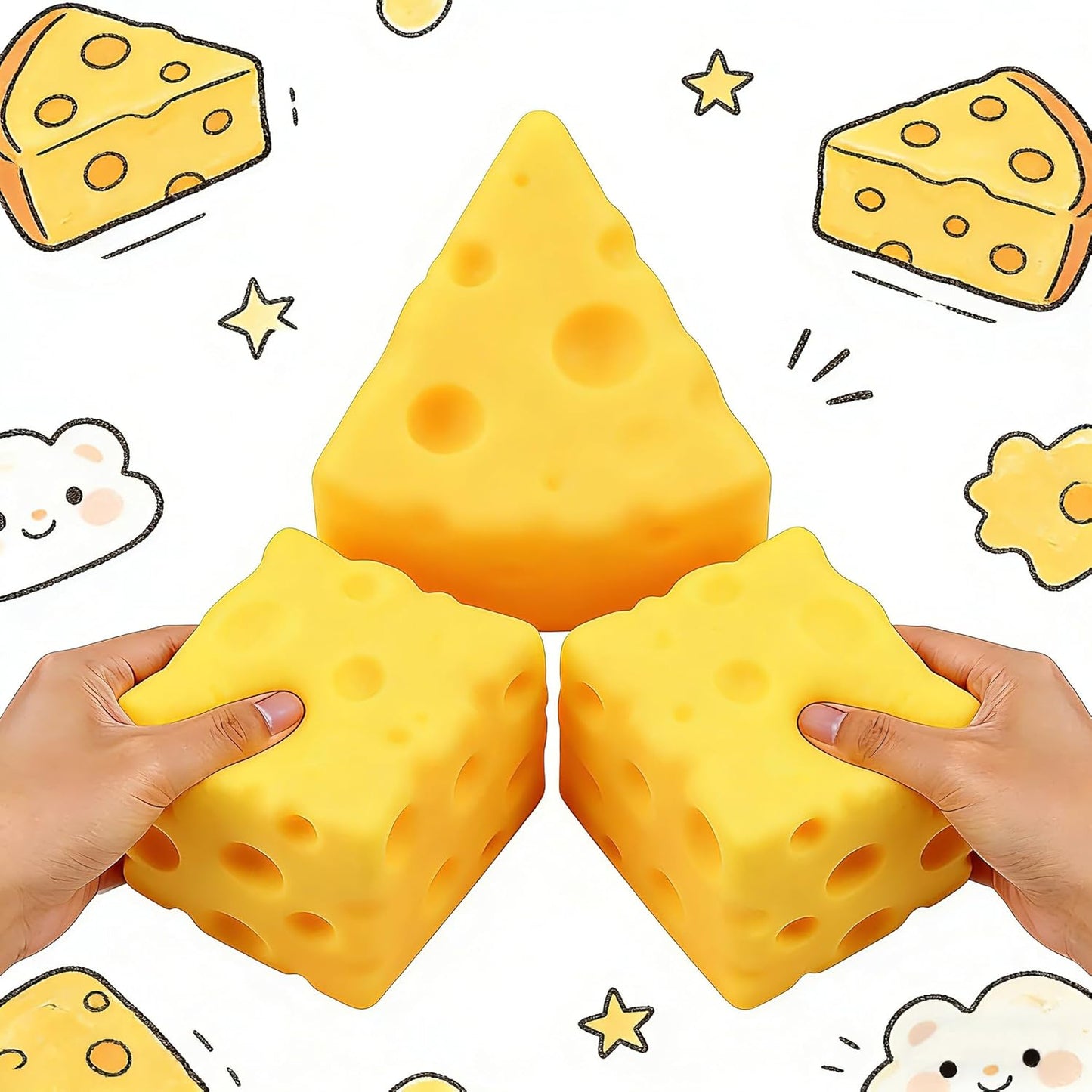 3Pcs Yellow Cheese Squeeze,Rebounding Sensory for Adults