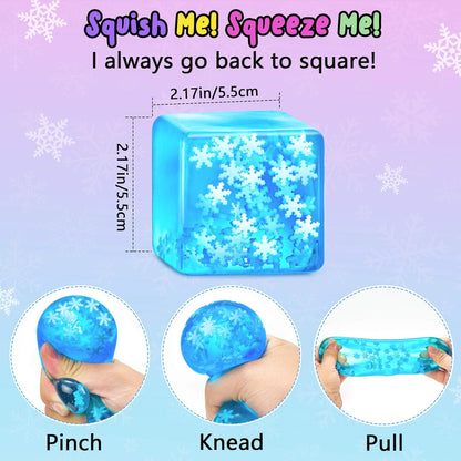 Squishy Fidget Toys Adults Stress Cube - Glow in The Dark Snowflakes Sensory Toys for Kids with Autism Stress Balls