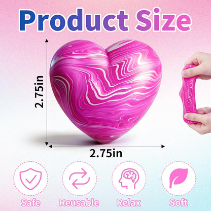 2 Pcs Stress Balls Fidget Toys, Heart Squeeze Toys Slow Rising, Stress Balls for Adults, Christmas, Party Favors, Stocking Stuffers