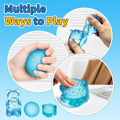 3 Pcs Stress Balls Fidget Toys, Blue Stress Cube Slow Rising, Squeeze Toys for Adults, Classroom Prizes, Christmas, Party Favors, Stocking Stuffers