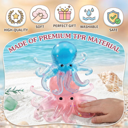 6 Pack Octopus Squishies, Slow Rising Squishies Octopu Stress Relief Stress Ball, Octopus Sugar Ball Sensory Toys for Teens and Adults, Squeeze Ball Set and Birthday Party Favors