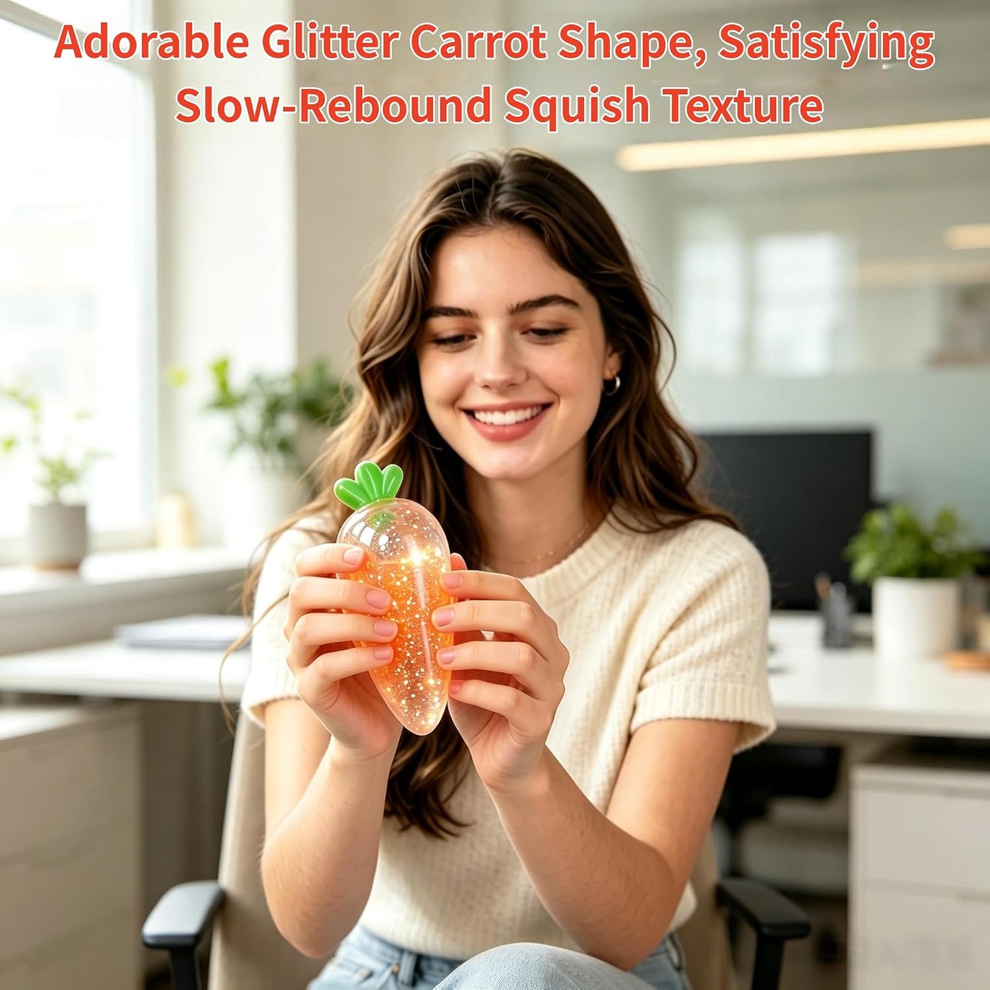 Carrot Sensory Fidget Toys, Stress Balls for Adults Slow Rise Squishy Sugar Ball, Party Favors Stress Relief Toy for Office, School, Travel, Easter Basket Stuffers
