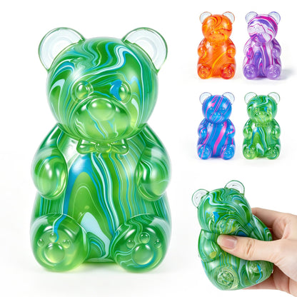 Gummy Bear Squishyies Fidget,Color Maltose Filled Squeeze Toys Slow Rising Squishy Stress Balls Adults Kids Party Favors,Classroom Prizes(Blue)