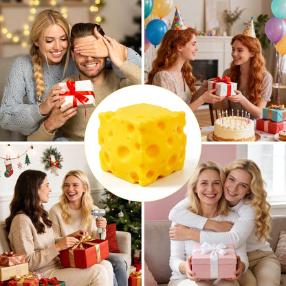 2 Pcs Cheese Squeeze Toy, Yellow Stress Cube Fidget Toys, Cheese Stress Balls Relief for Adults, Easter, Party Favors Gift