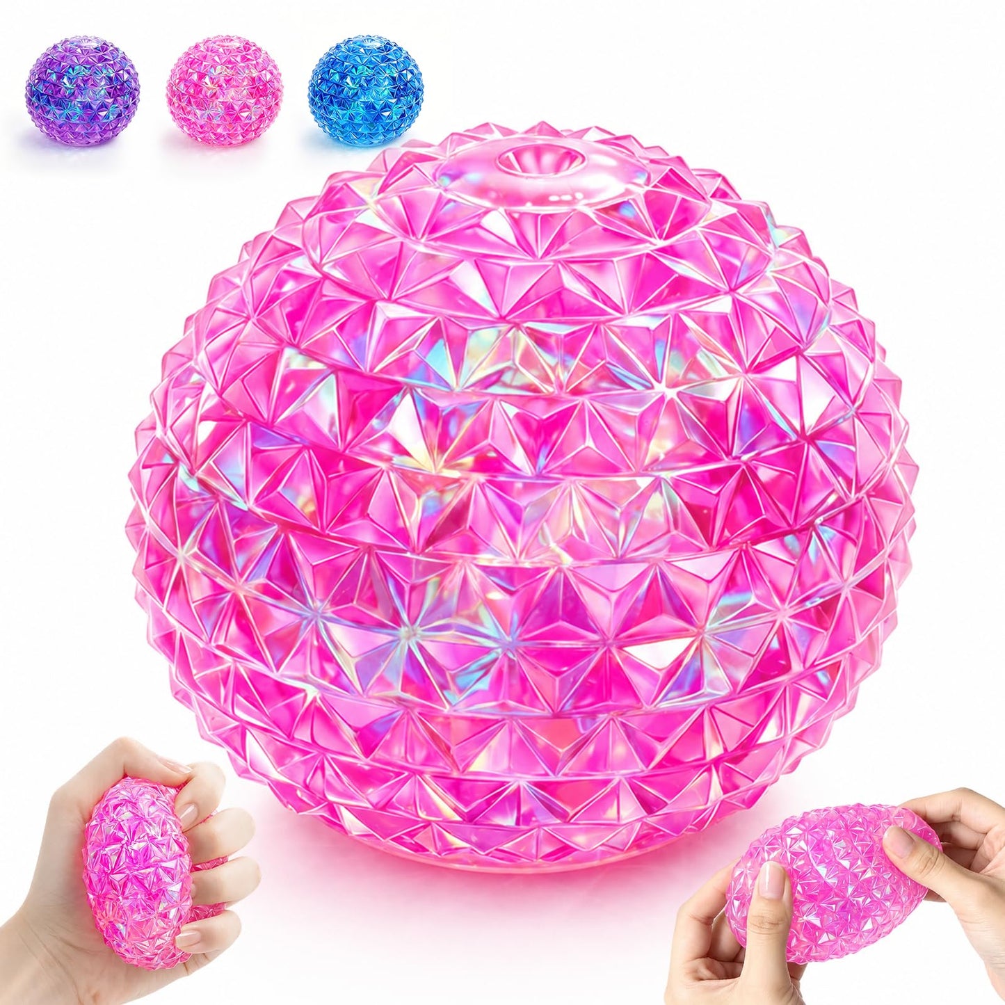Diamond Squishy-2.2 Inch Diamond Squeeze Balls,Super Solid Squeeze Ball，Slow Rising Squishy,Fun Squishies for Stress Relief, Birthday Gifts Party Favors Classroom Prizes for Kids Adults (Pink)