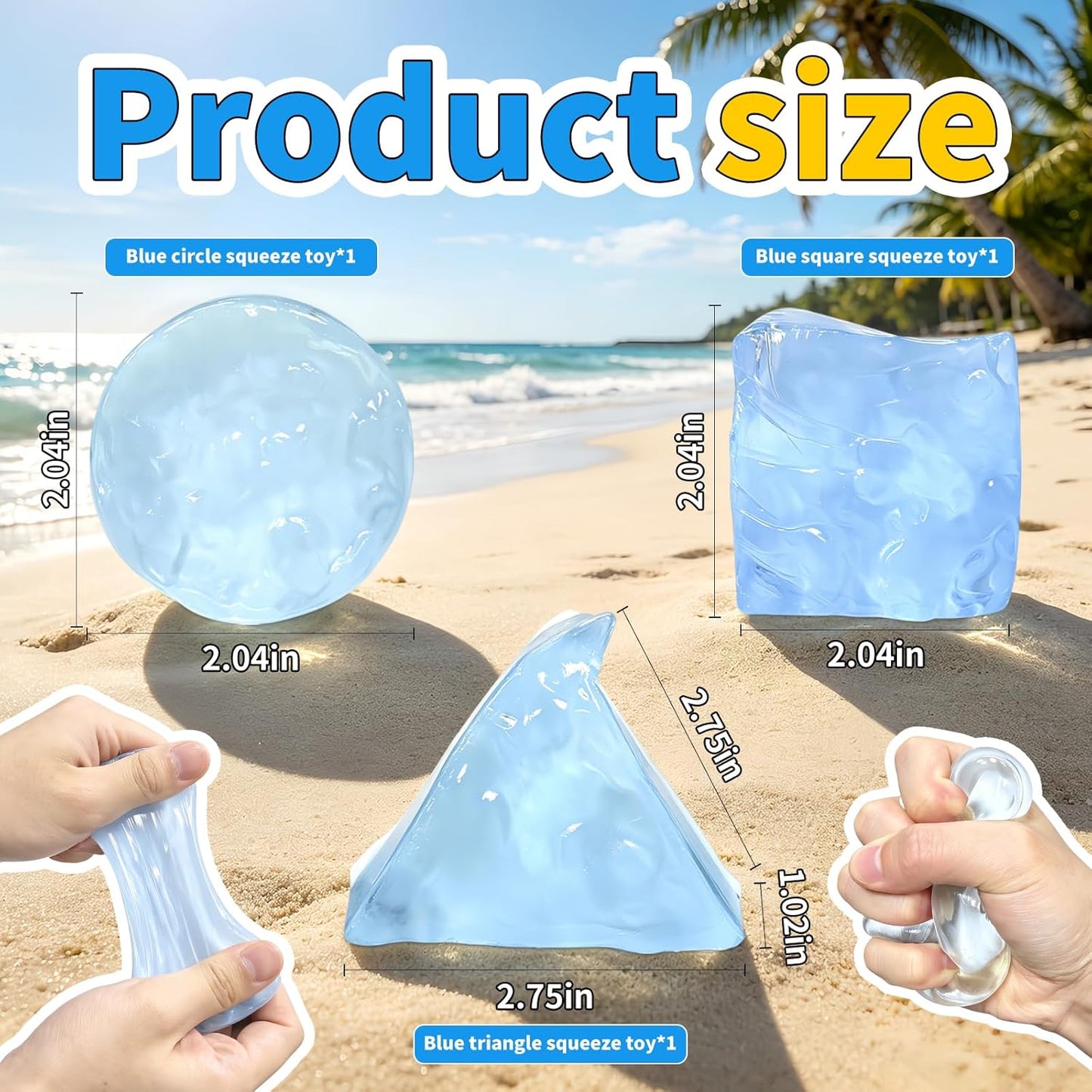 3 Pcs Stress Balls Fidget Toys, Blue Stress Squeeze Toys for Adults, Classroom Prizes, Christmas, Party Favors, Stocking Stuffers