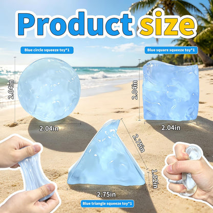 3 Pcs Stress Balls Fidget Toys, Blue Stress Squeeze Toys for Adults, Classroom Prizes, Christmas, Party Favors, Stocking Stuffers