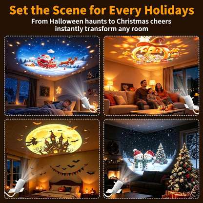 Halloween Christmas Projector Night Light, 2-in-1 Multicolour Night Light