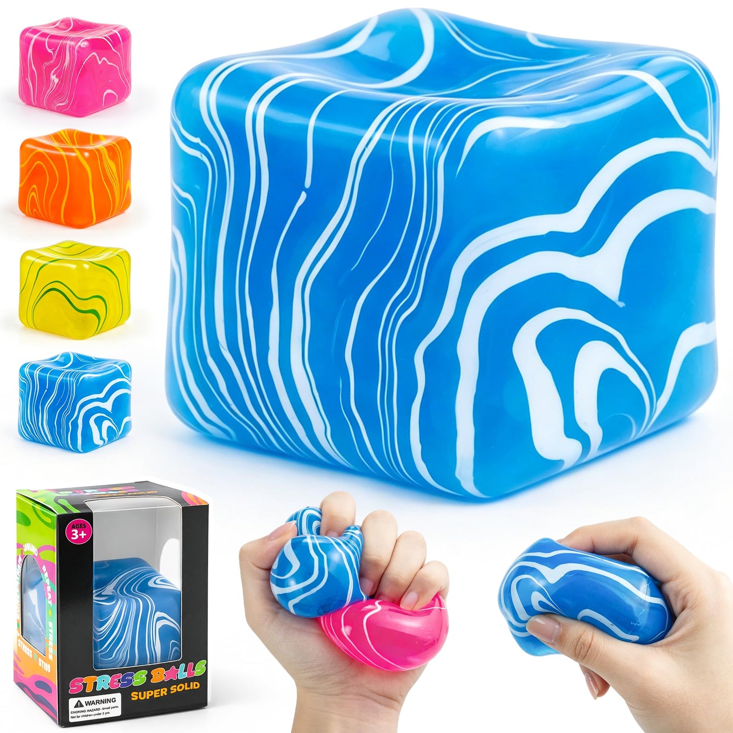 Swirl Cube Squishy, 2.2in Fidget Toys Squishy Stress Cube Slow Rising for Adults Kids, Anxiety Relief, Small Squishy Toys for Classroom Prizes, Birthday Gifts, Party Favors (Blue)