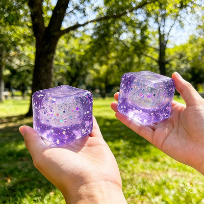 Stress Balls Fidget Toys, Stress Cube Slow Rising, Square Shape Squeeze Toys for Adults, Classroom Prizes, Christmas, Party Favors, Stocking Stuffers (Purple)