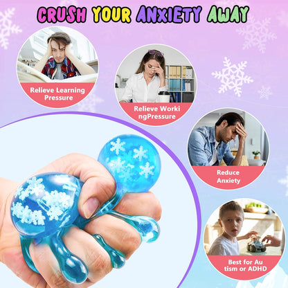 Squishy Fidget Toys Adults Stress Cube - Glow in The Dark Snowflakes Sensory Toys for Kids with Autism Stress Balls