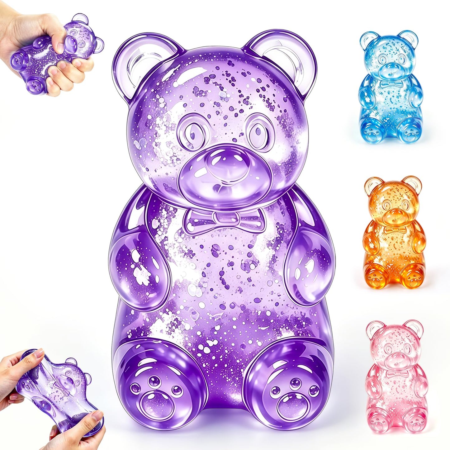 Stress Bear Fidget Toys, Stress Ball Slow Rising, Squeeze Toys for Adults, Classroom Prizes, Christmas, Party Favors, Stocking Stuffers (Pink)