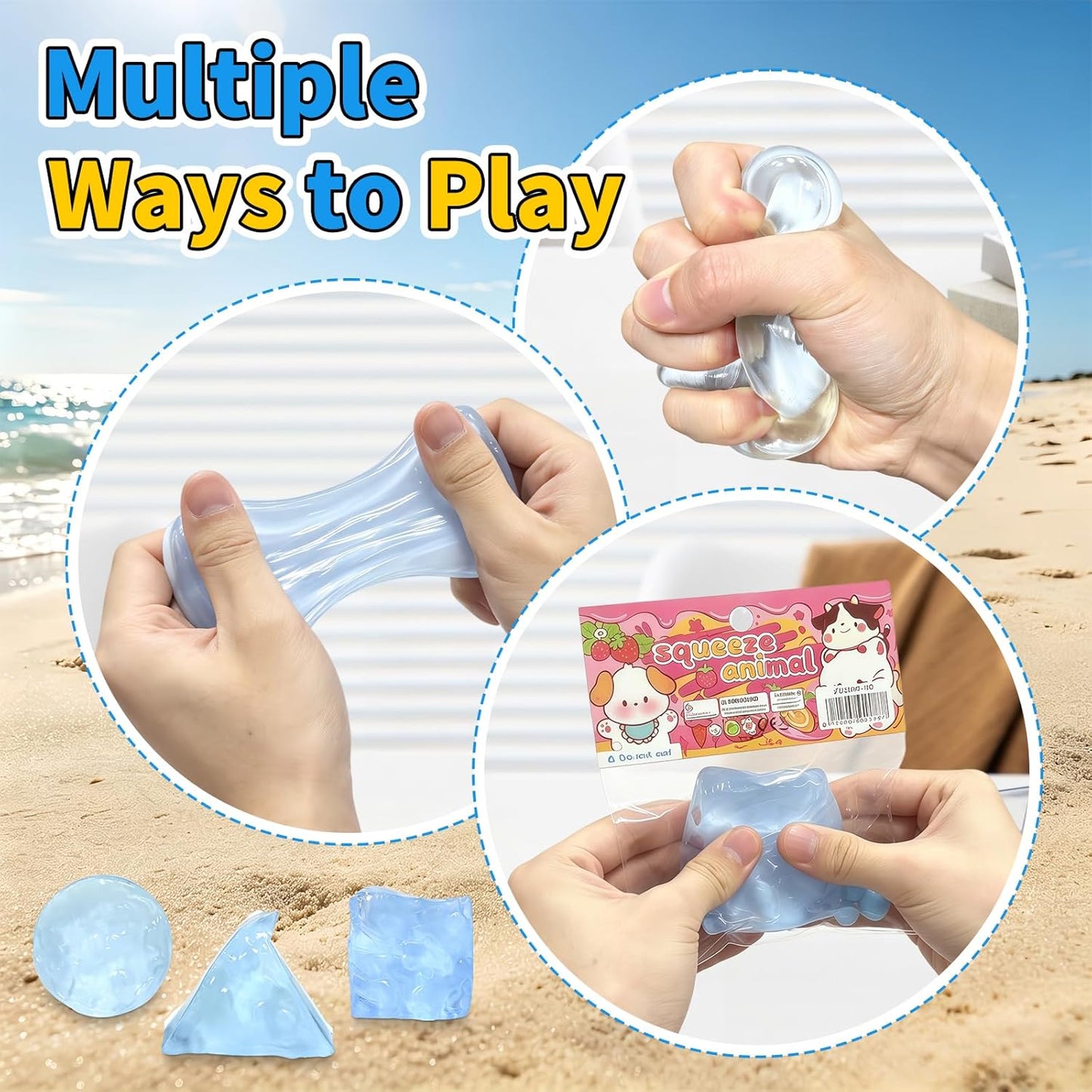 3 Pcs Stress Balls Fidget Toys, Blue Stress Squeeze Toys for Adults, Classroom Prizes, Christmas, Party Favors, Stocking Stuffers