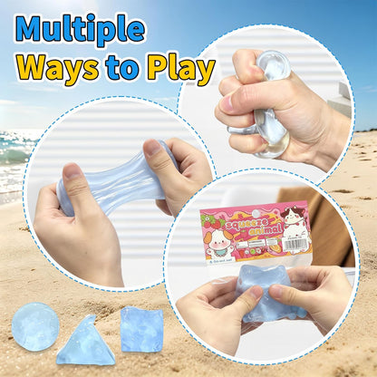 3 Pcs Stress Balls Fidget Toys, Blue Stress Squeeze Toys for Adults, Classroom Prizes, Christmas, Party Favors, Stocking Stuffers